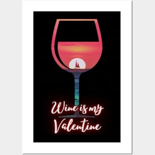 Glowing Wine Glass Sunset Posters and Art